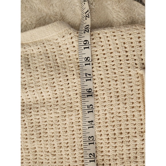 Lucky Brand Short Sleeve Knit Cardigan Cream Color Womens Medium Button Front - Picture 7 of 8